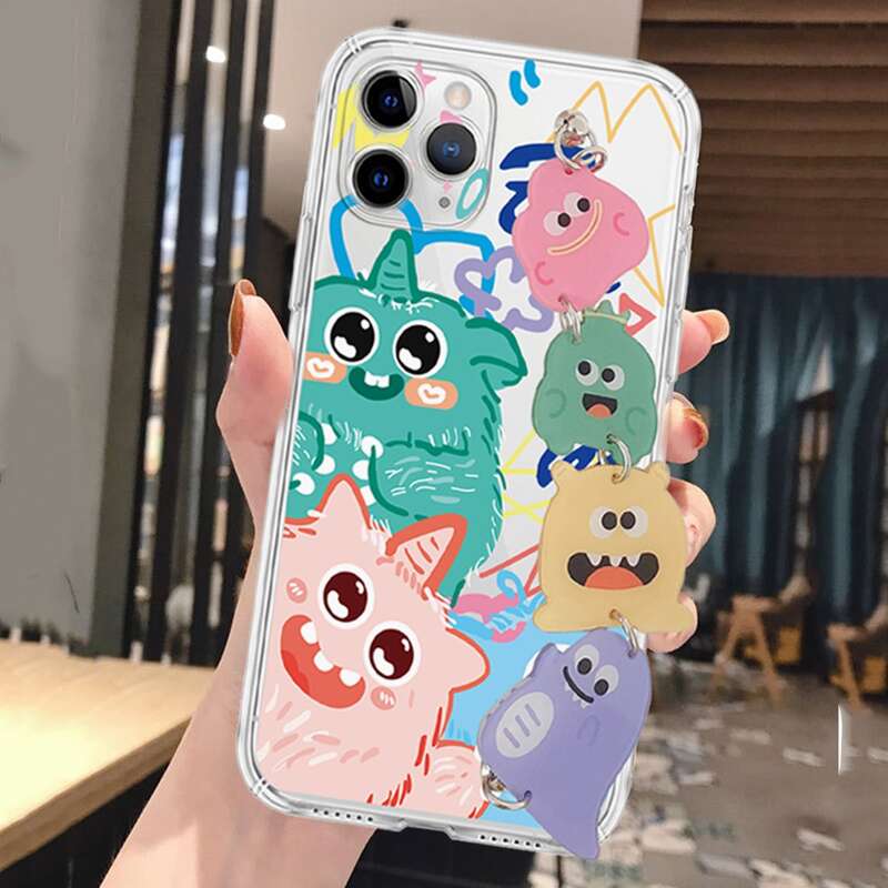 

Cartoon Decor Hand Strap Phone Case, Multicolor