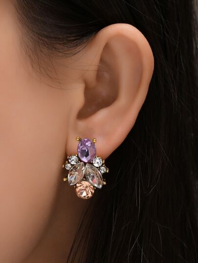 أقراط مسمار مزخرف بحجر الراين