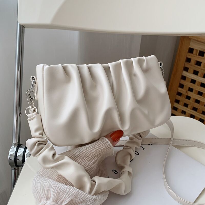 

Ruched Shoulder Bag, White