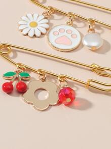 2 件花朵饰物别针胸针 - 彩色 - 查看 3