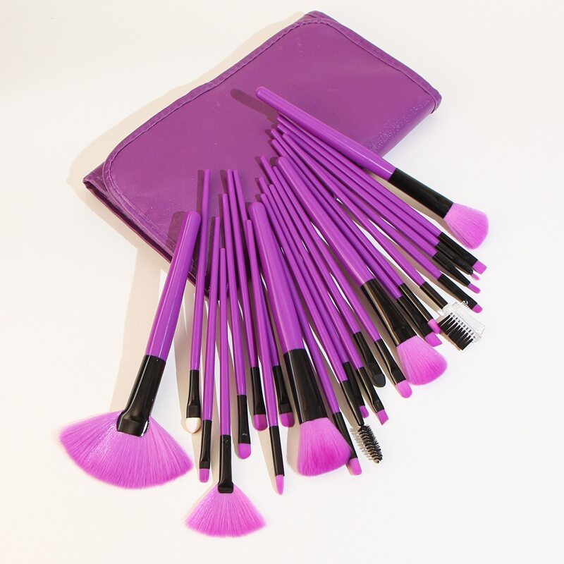 

24pcs Makeup Brush Set & 1pc Storage Bag, Purple