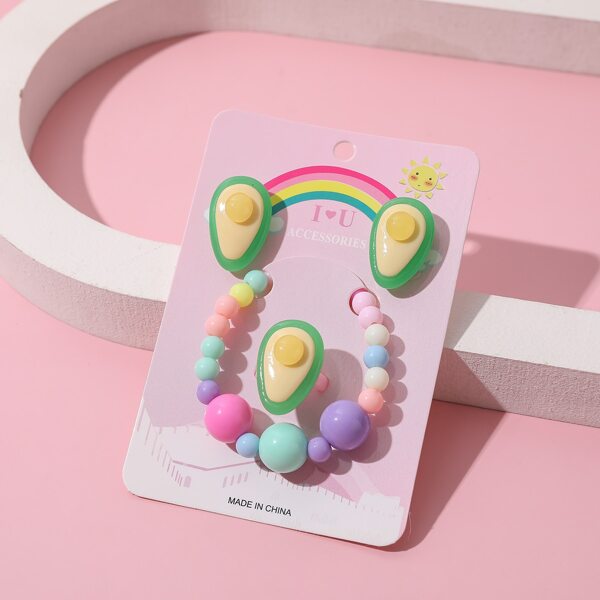 

4pcs Toddler Girls Cartoon Jewelry Set, Multicolor