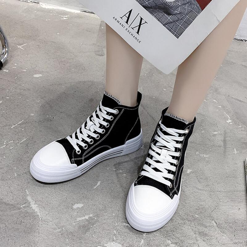 

High Top Canvas Shoes, Black