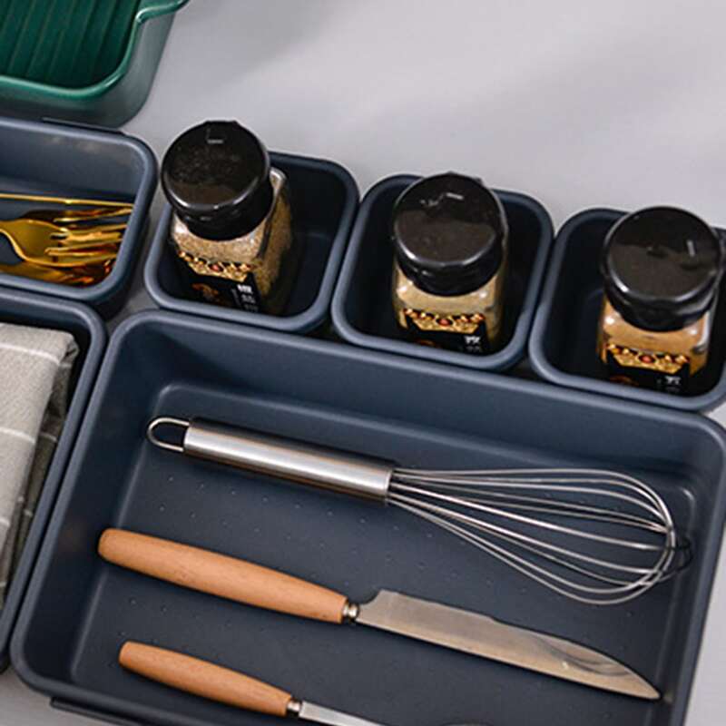 

8pcs Solid Storage Box, Black