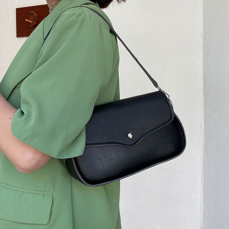 

Minimalist Flap Shoulder Bag, Black