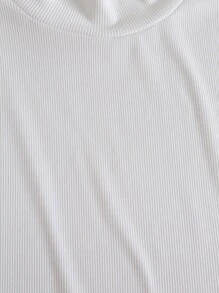 Camiseta corta de cuello alto tejida de canalé - Blanco - Ver 6