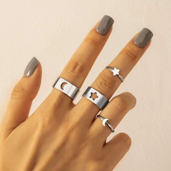 

4pcs Alloy Ring, Silver