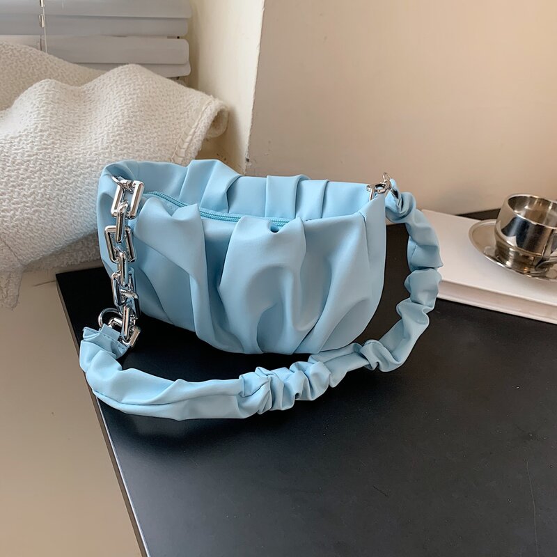 

Ruched Shoulder Bag, Blue