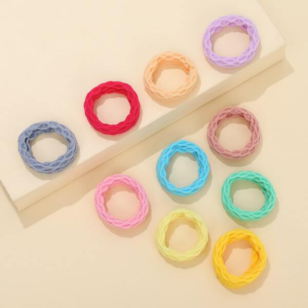 

10pcs Solid Hair Tie, Multicolor