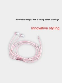 3.5毫米插孔3D立體聲環繞聲重低音粉色珍珠串珠有線耳機 - 粉色 - 查看 2