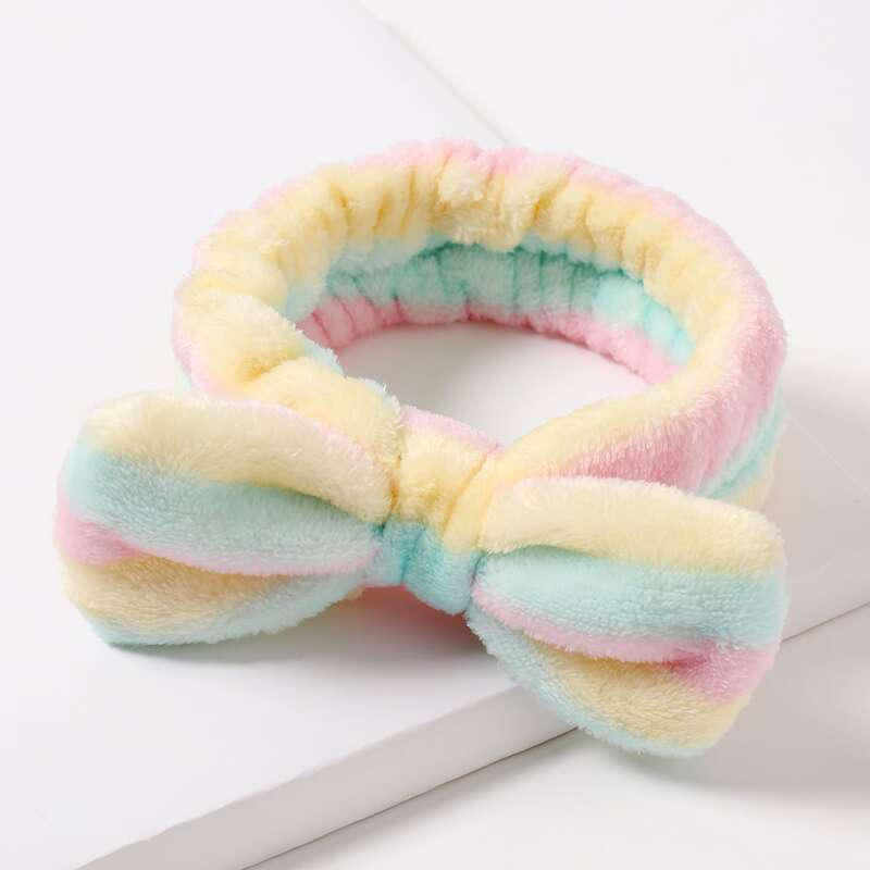 

Striped Pattern Bow Bath Headband, Multicolor