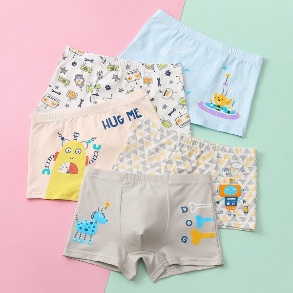 

Boys 5pcs Cartoon Graphic Boxer Brief, Multicolor