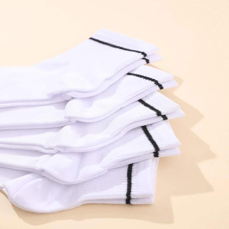 

5pairs Striped Ankle Socks, White