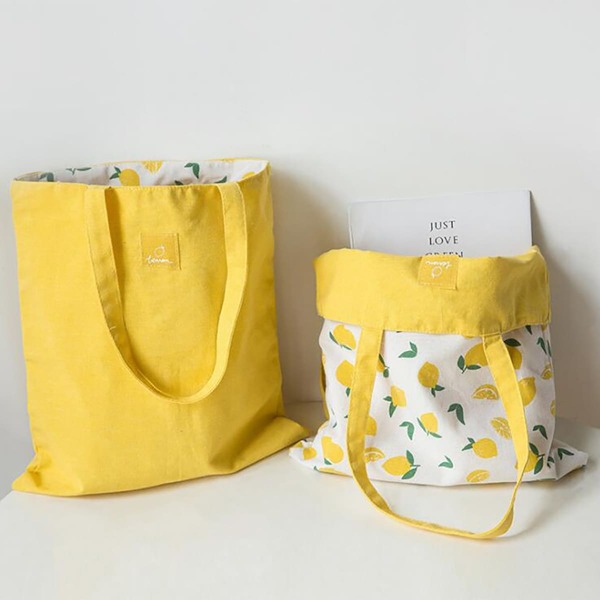 

Fruit Graphic Decor Reversible Shopper Bag, Yellow