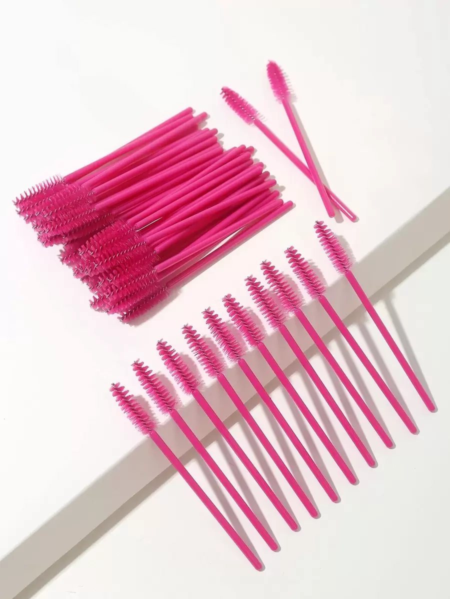 One-Time Eyebrow Brush 50 Filled Colored Solidity Noodle Makeup Brushes,Brush Set,Makeup Brush Kit,Make Up Brush Set,Make Up Set Complete,Makeup Brush Set,Complete Makeup Kit,Brush Kit,Brushes Makeup Set,Makeup Gift Set,Set - Hot Pink - View 1