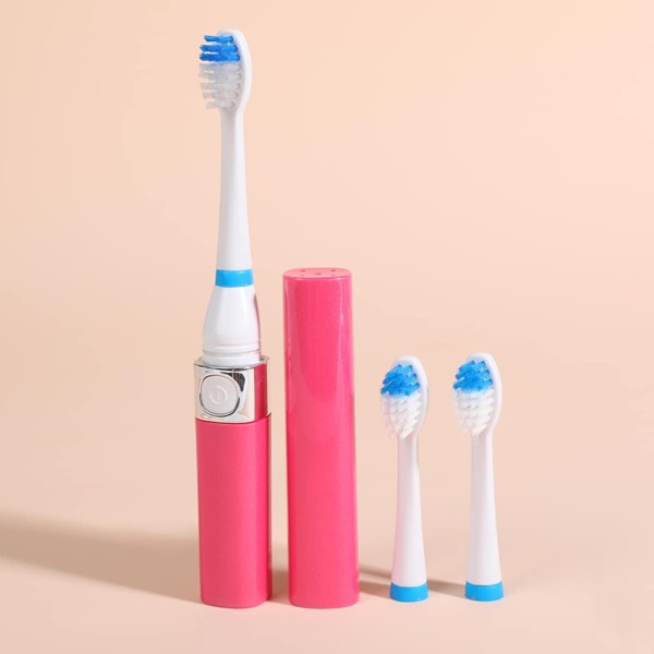 

1pc Electronic Brush & 3pcs Brush Head, Rose red