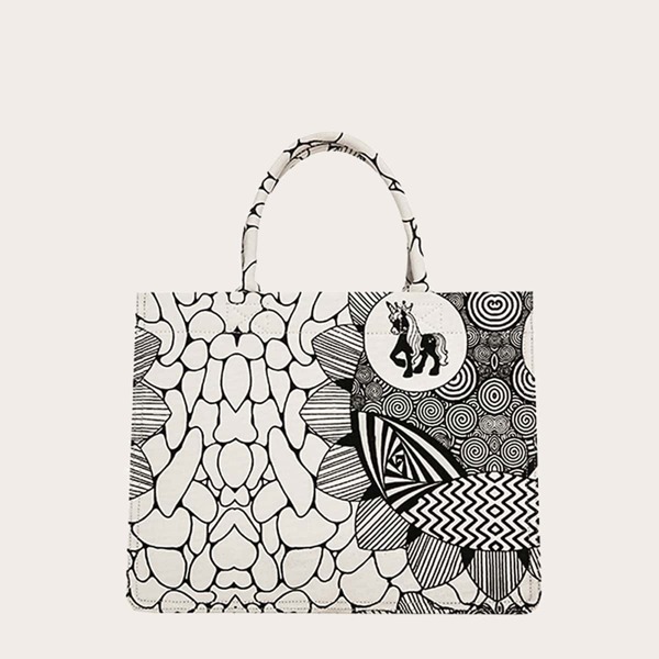 

Graphic Print Tote Bag, Multicolor