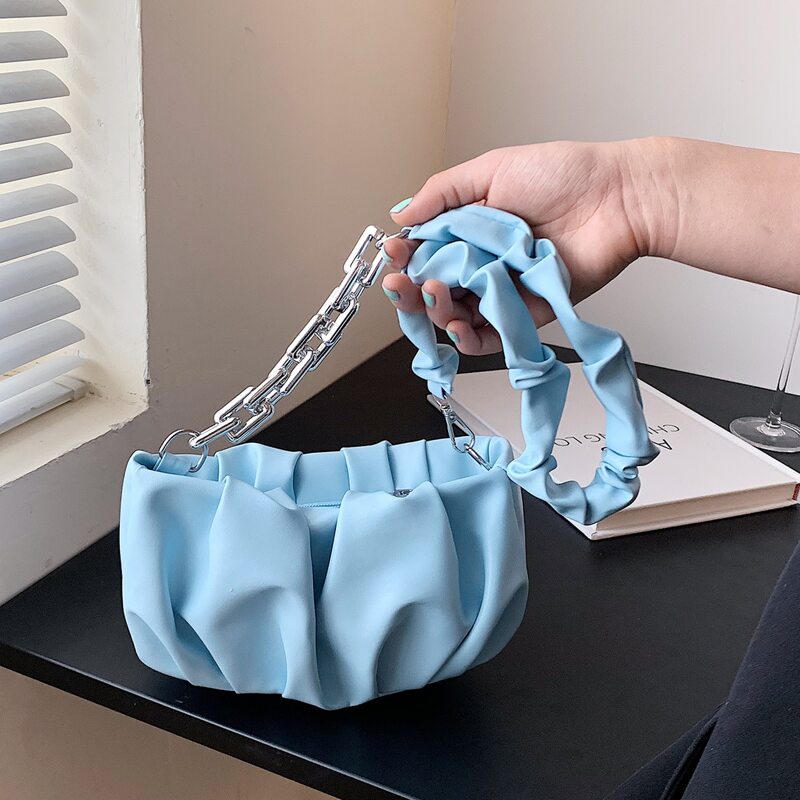 

Ruched Shoulder Bag, Blue