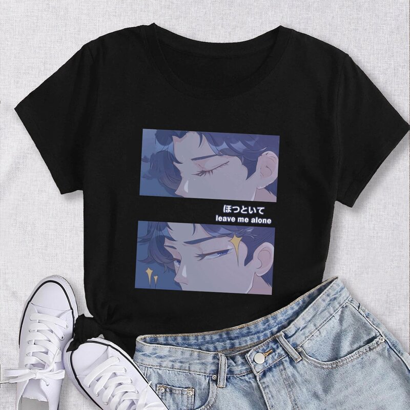 

Slogan Cartoon Figure Graphic Tee, Black