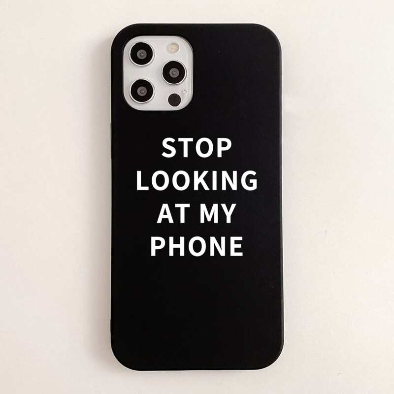 

Slogan Graphic Phone Case, Black and white