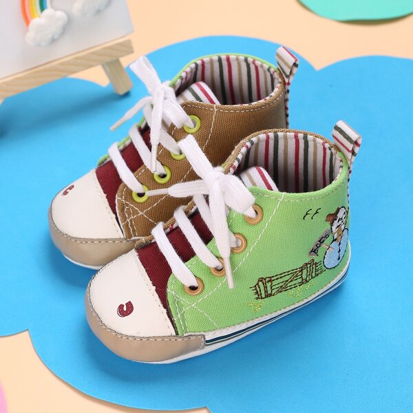 

Baby Boys Cartoon Graphic Lace Up Front Sneakers, Green