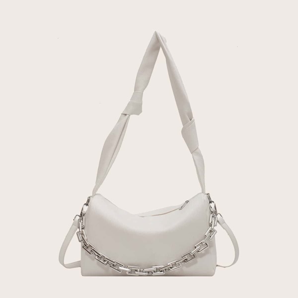 

Minimalist Chain Decor Shoulder Bag, White