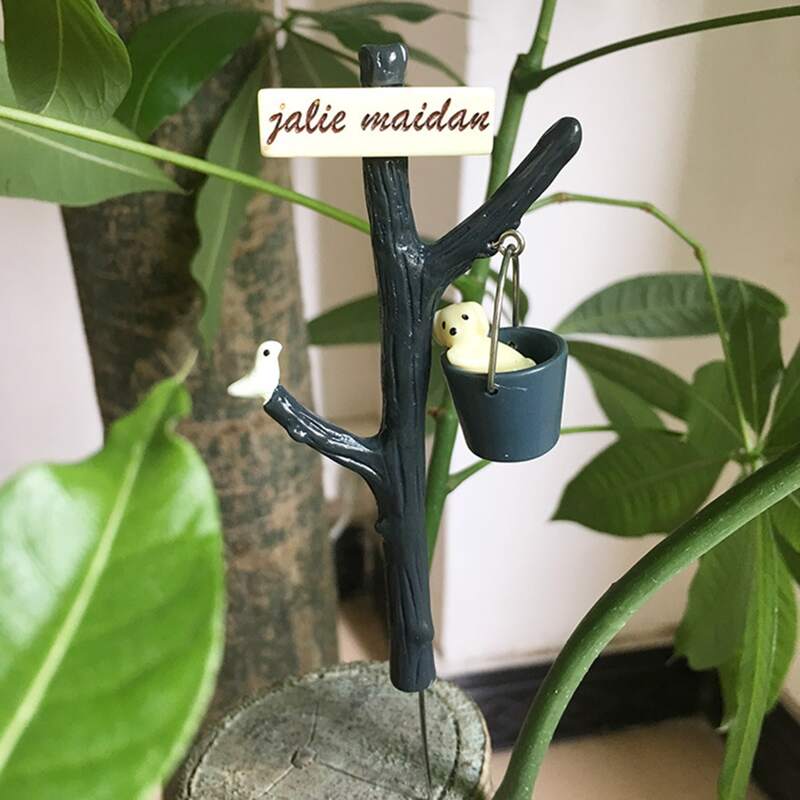 

1pc Mini Cartoon Potted Accessory, Dark green