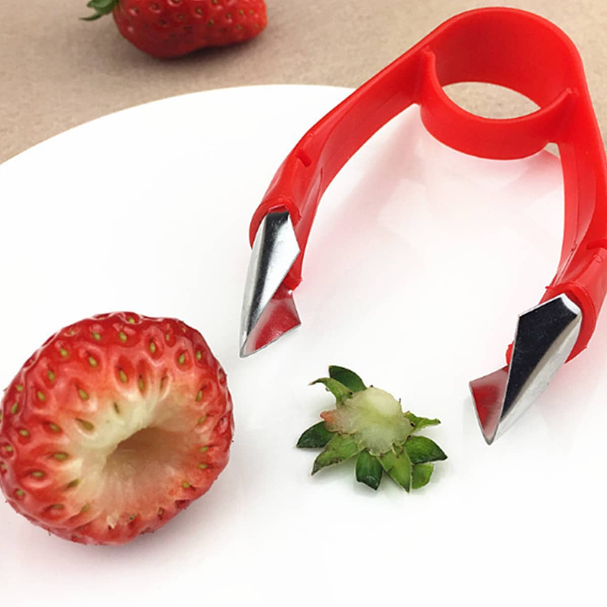 

1pc Strawberry Pedicle Remover, Silver