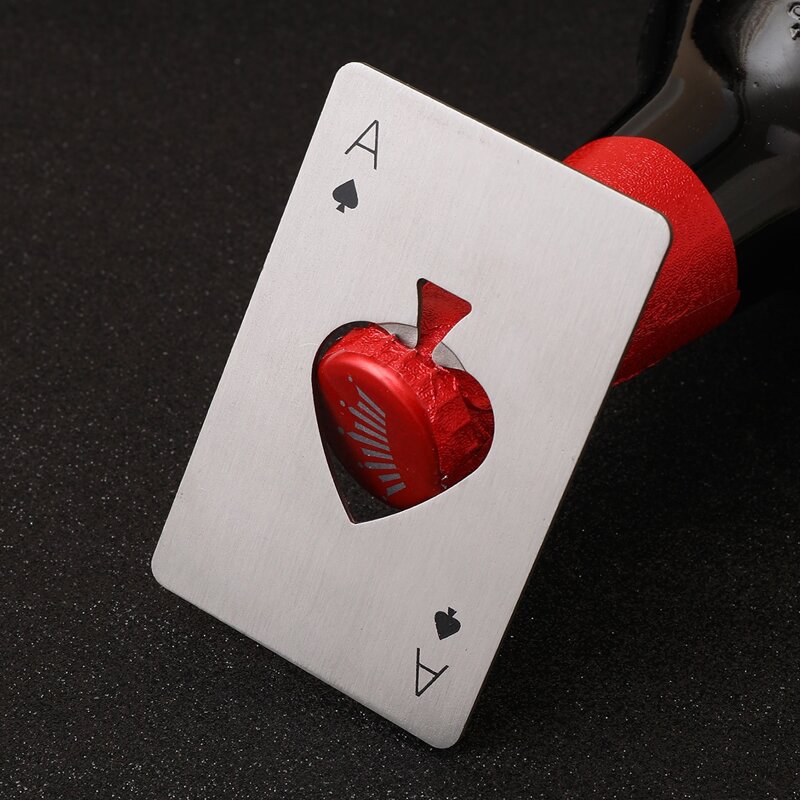 

1pc Stainless Steel Playing Card Shaped Bottle Opener, Silver