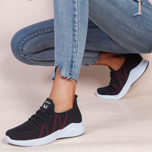 

Lace-up Decor Sneakers, Black