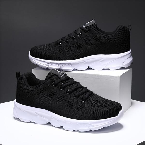 

Lace-up Front Running Shoes, Black
