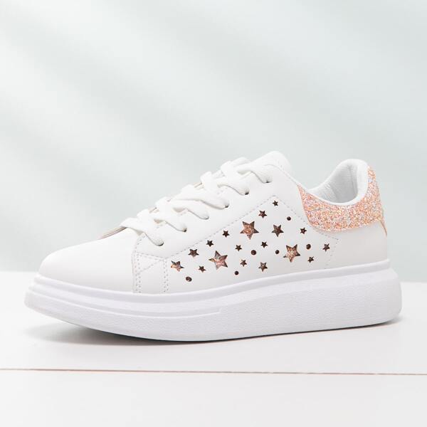 

Star Pattern Lace-up Front Skate Shoes, White