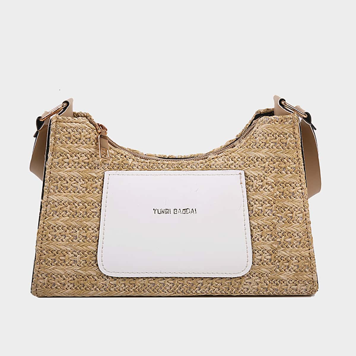 

Straw Shoulder Bag, White