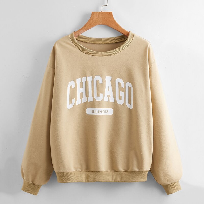 

Letter Drop Shoulder Sweatshirt, Apricot