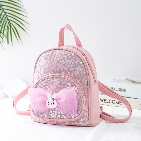 

Girls Sequins & Bow Decor Backpack, Pink