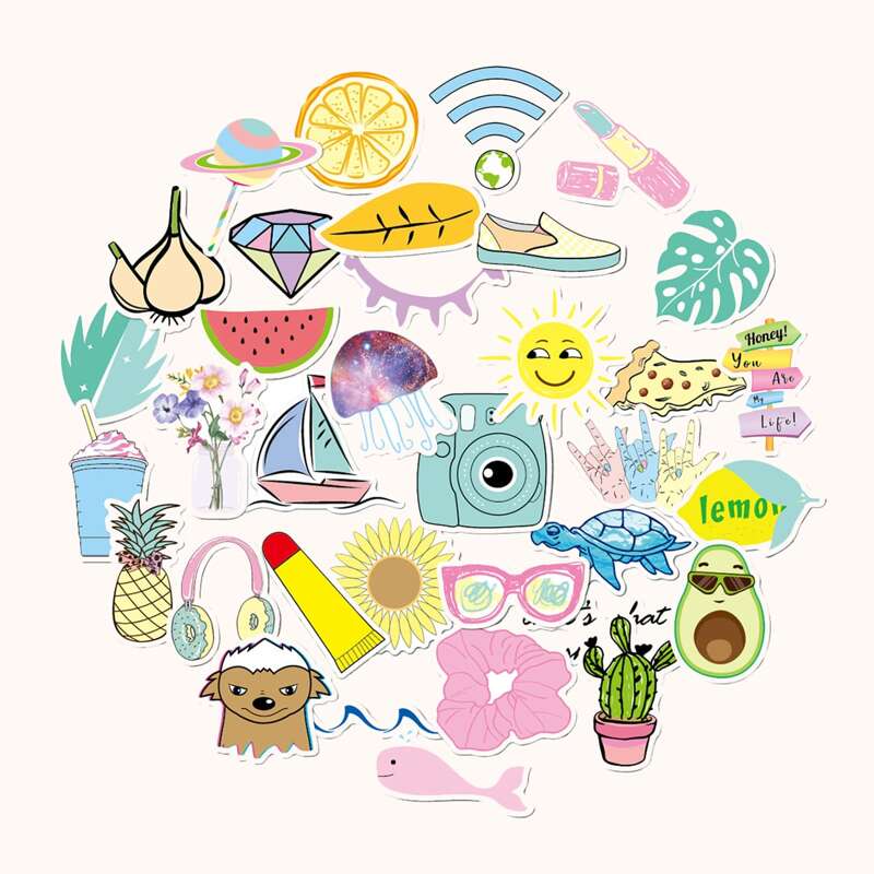 

35pcs Mixed Pattern Sticker, Multicolor