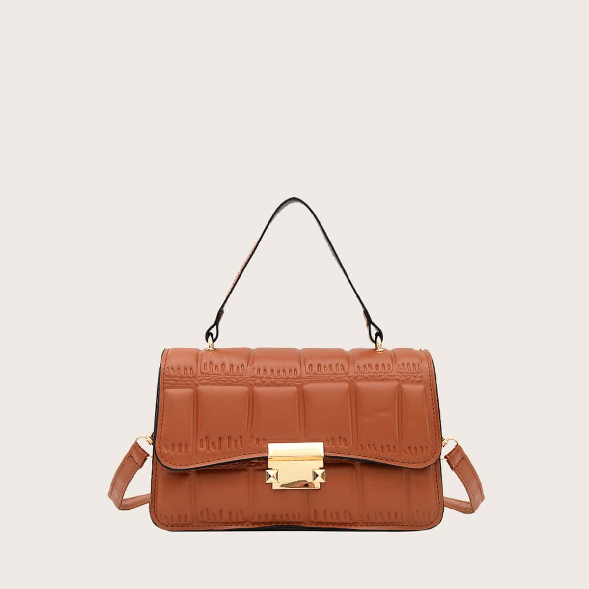 

Top Handle Flap Satchel Bag, Brown
