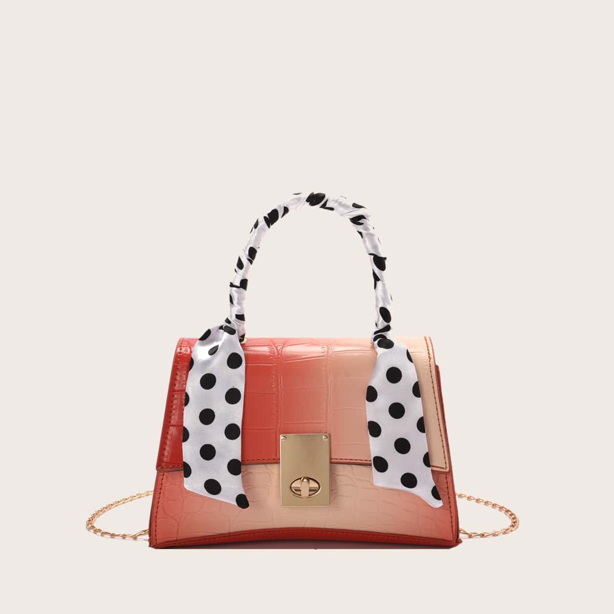 

Twilly Scarf Decor Ombre Satchel Bag, Red