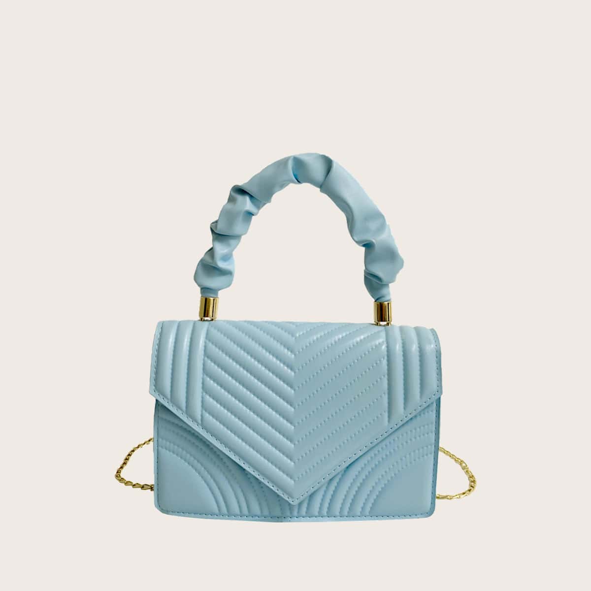 

Ruched Handle Satchel Bag, Blue