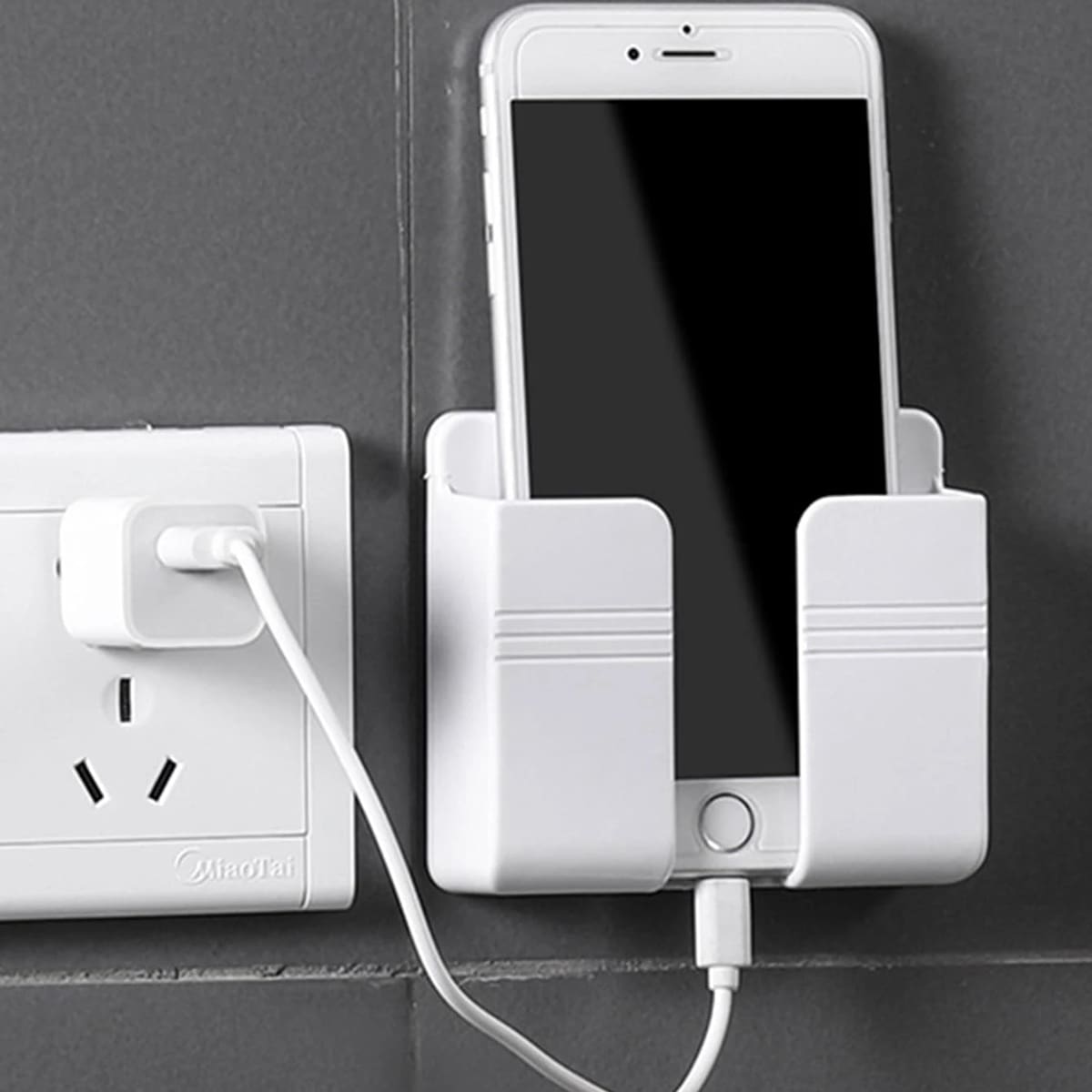 

1pc Wall Mounted Phone Storage Rack, White