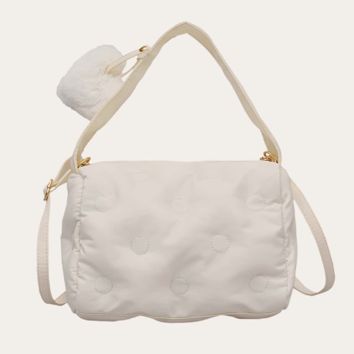 

Heart Decor Shoulder Bag, White