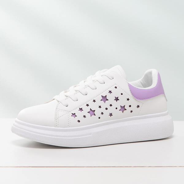 

Star Pattern Lace-up Front Skate Shoes, White