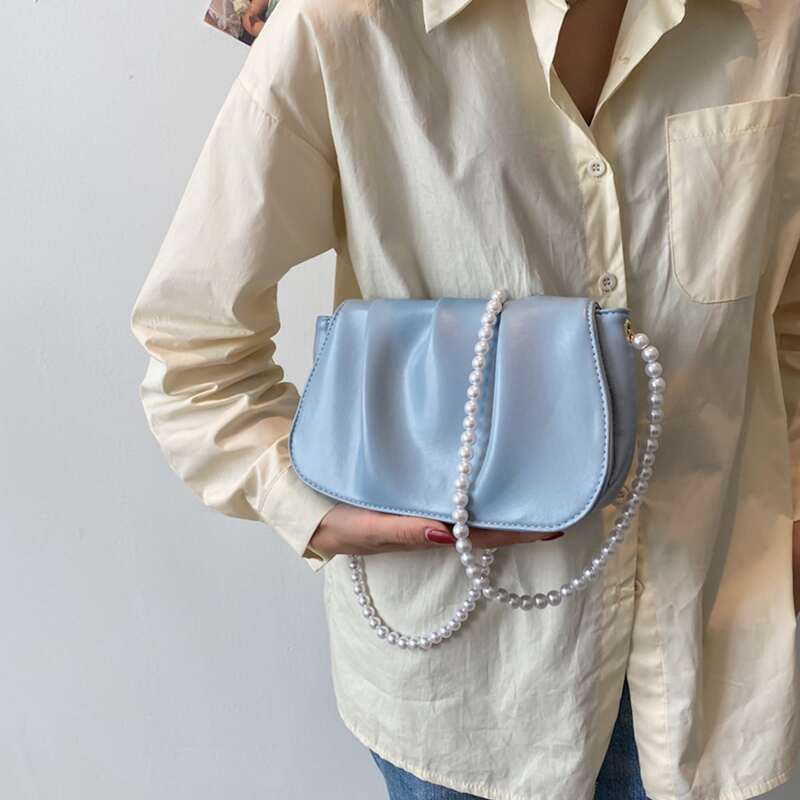 

Ruched Crossbody Bag, Blue