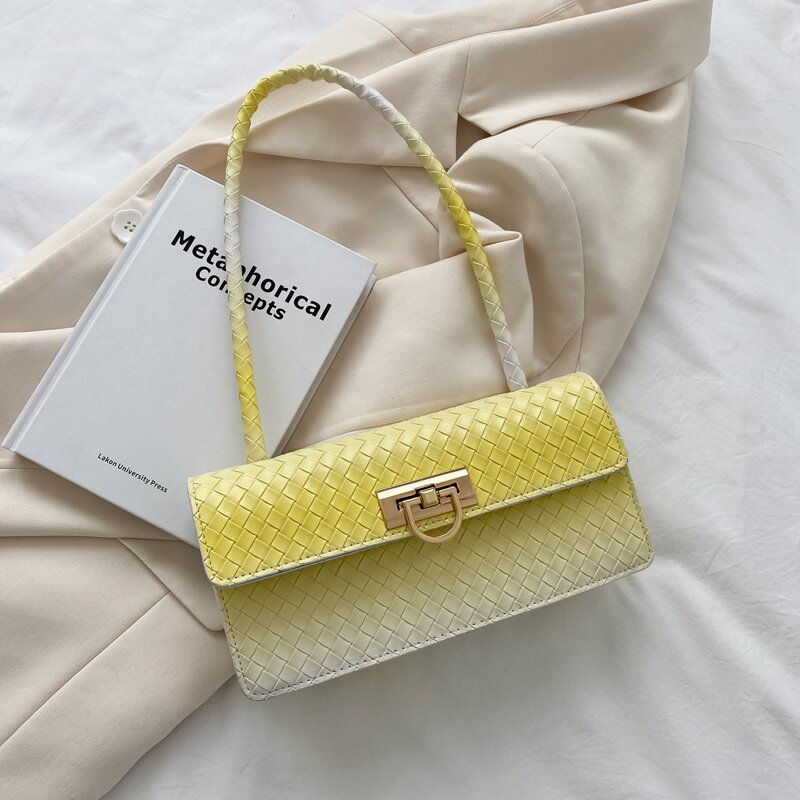 

Woven Pattern Shoulder Bag, Yellow