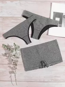 3 piezas Set bragas de space dye sin costuras - Gris - Ver 1