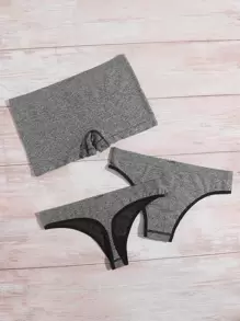 3 piezas Set bragas de space dye sin costuras - Gris - Ver 2