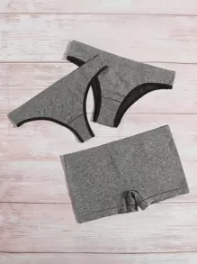 3 piezas Set bragas de space dye sin costuras - Gris - Ver 5