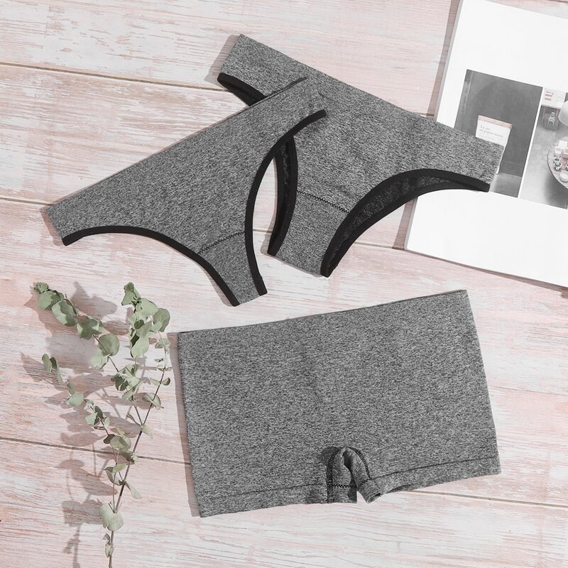 

3pack Space Dye Seamless Panty Set, Grey