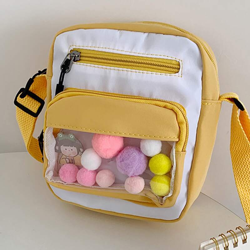 

Clear Pocket Front Crossbody Bag, Yellow