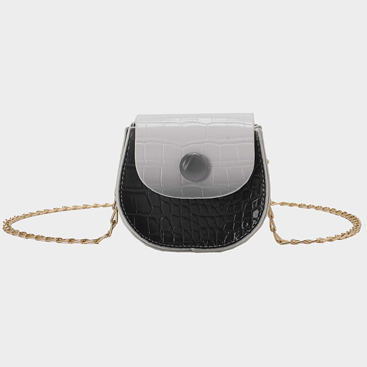 

Mini Two Tone Saddle Bag, Black and white